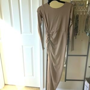 NWT Nasty Gal long sleeved tan maxi dress XS